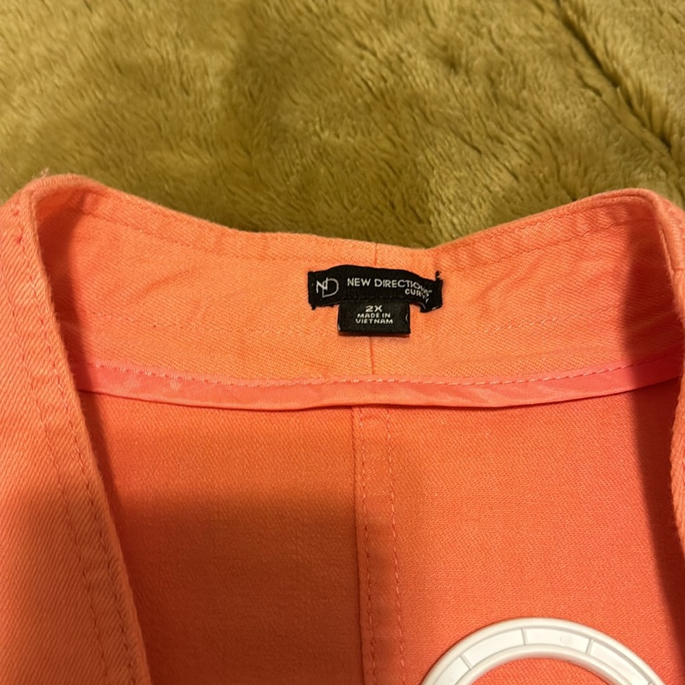 NWT New Directions Peach Open Front Size 2X Jacket With Gold Hardware No Pockets - Picture 3 of 10